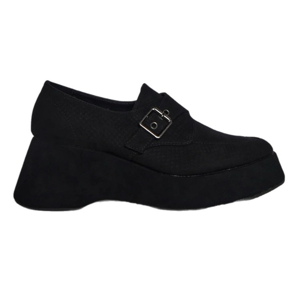 Dolls Kill | Black Library Luxe Platform Shoes with Silver Buckle NIB - Picture 2 of 15